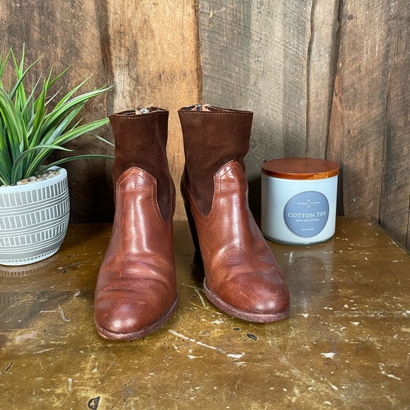 Frye Tessa Zip Short Womens Redwood Leather Ankle Bootie - Size 6 - with box - Picture 3 of 13